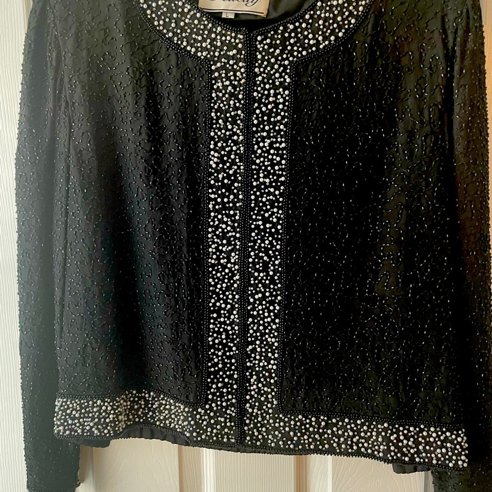 Beaded Jacket by Felicia, size Large; Black, New with Tags